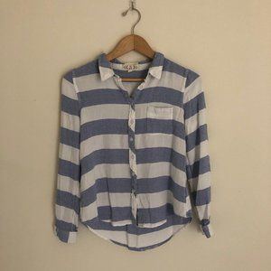 Pink Rose | Blue and White Striped Button-up Shirt